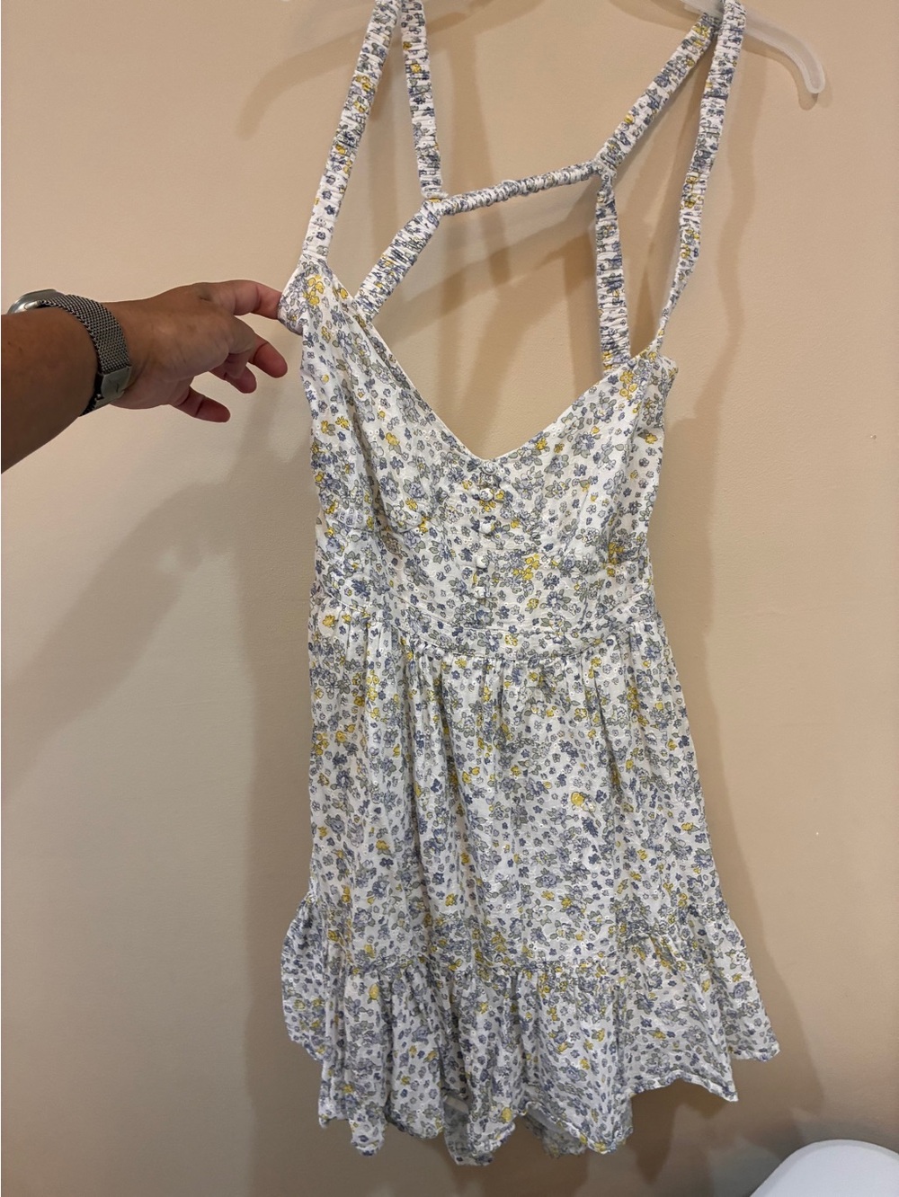 ASOS White Floral Sundress with Yellow & Blue Flowers size 14